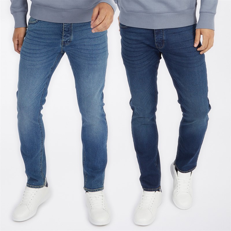 French Connection Mens FCUK Two Pack Slim Fit Jeans Ind50 - Midwash/Ind55 - Stonewash - Size 28/30