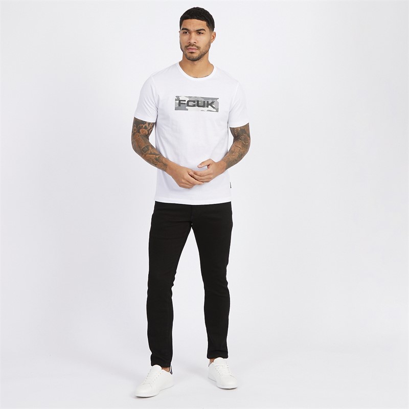 French Connection Mens FCUK Box Camo T-Shirt White