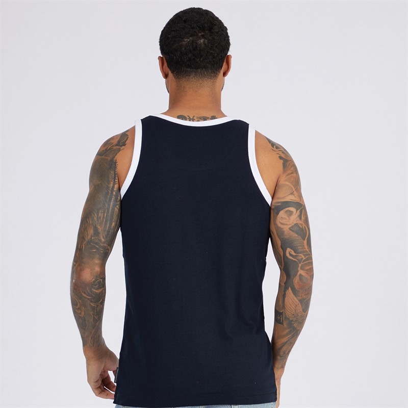 French Connection Mens Ringer Vest Marine/White