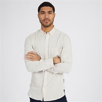 French Connection Mens Long Sleeve Linen Shirt Stone