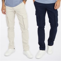 French Connection Mens Two Pack Cargo Pants Marine/Stone