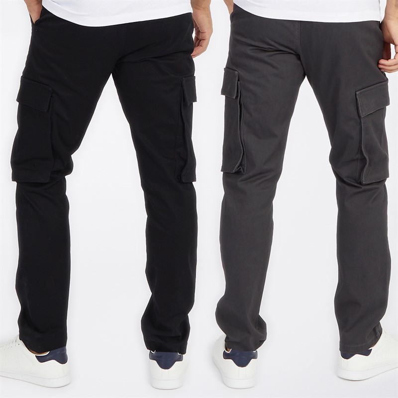 French Connection Mens Two Pack Cargo Pants Black/Charcoal
