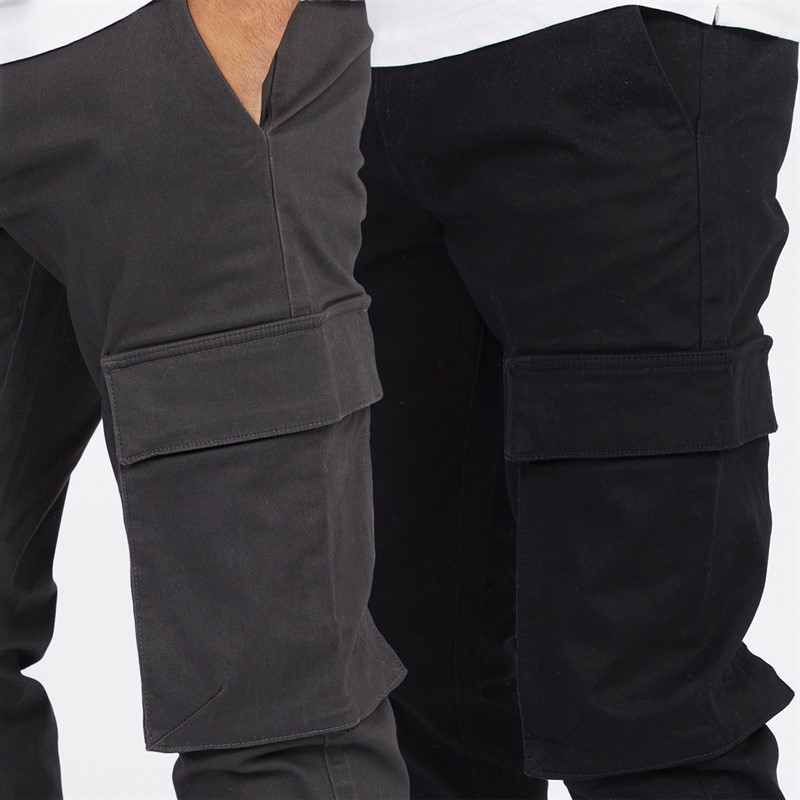 French Connection Mens Two Pack Cargo Pants Black/Charcoal