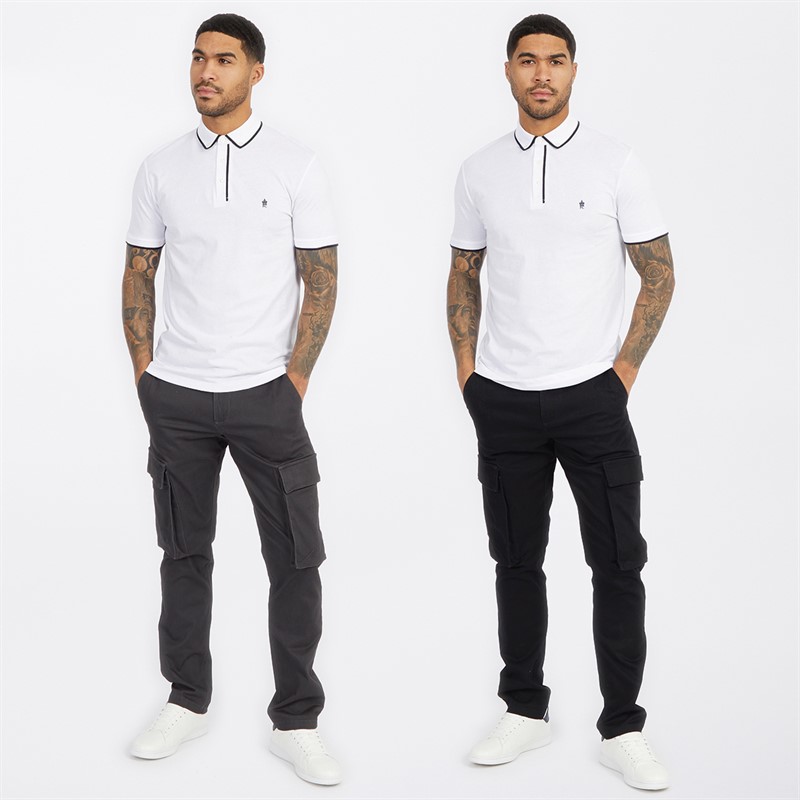 French Connection Mens Two Pack Cargo Pants Black/Charcoal