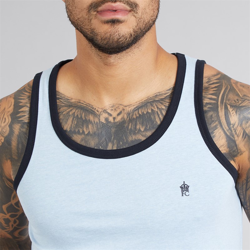 French Connection Mens Ringer Vest Sky Mel/Marine