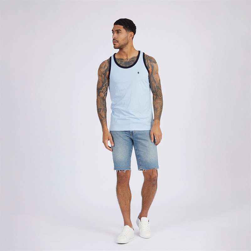 French Connection Mens Ringer Vest Sky Mel/Marine
