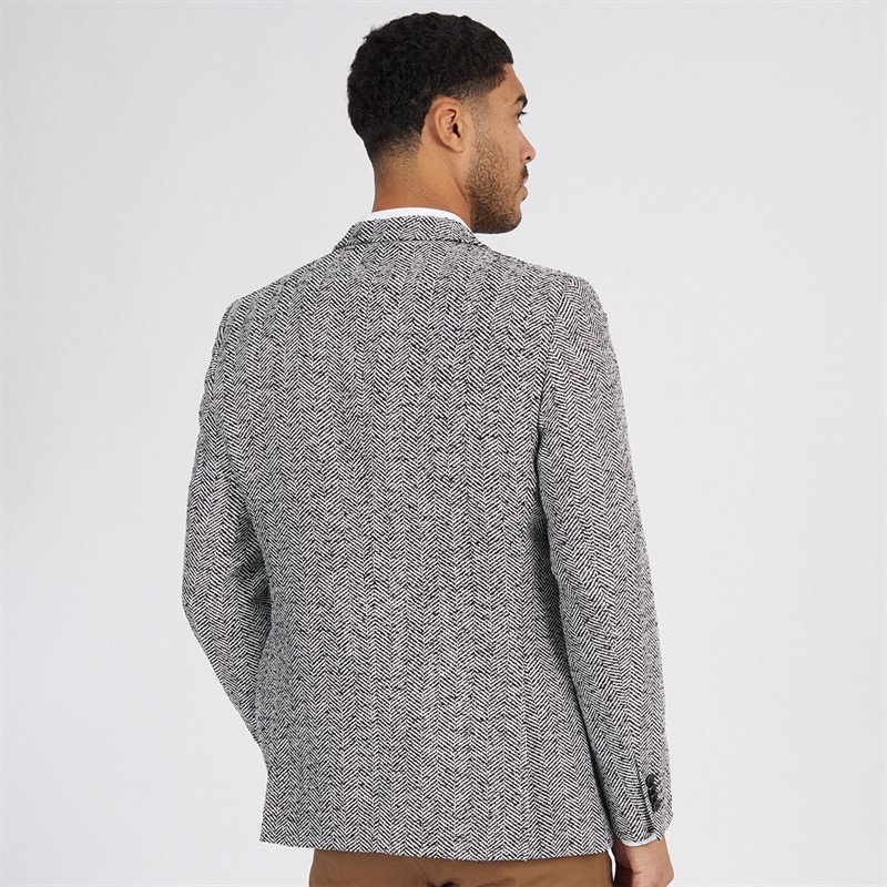 French Connection Mens Tweed Herringbone Blazer Black