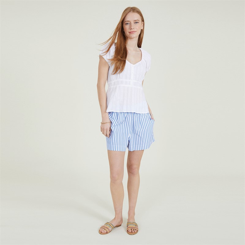 French Connection Womens Stripe Shirting Shorts Blue/White