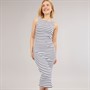 French Connection Womens Rib Slash Stripe Dress White/Midnight
