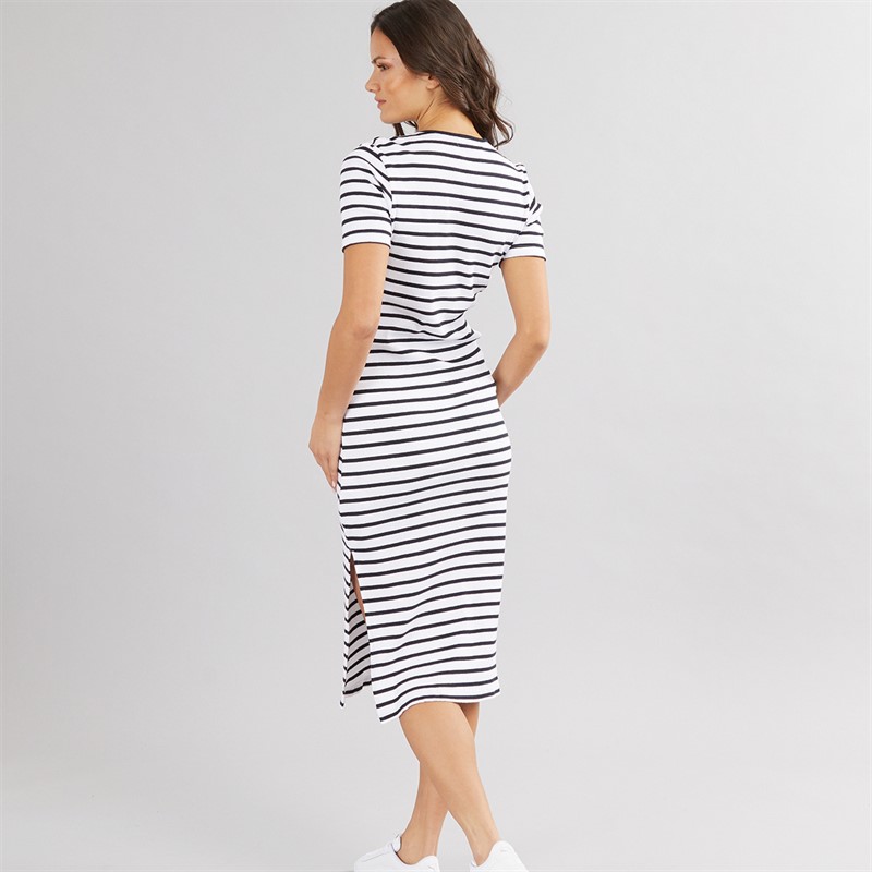 French Connection Womens Rib Stripe Dress White/Midnight
