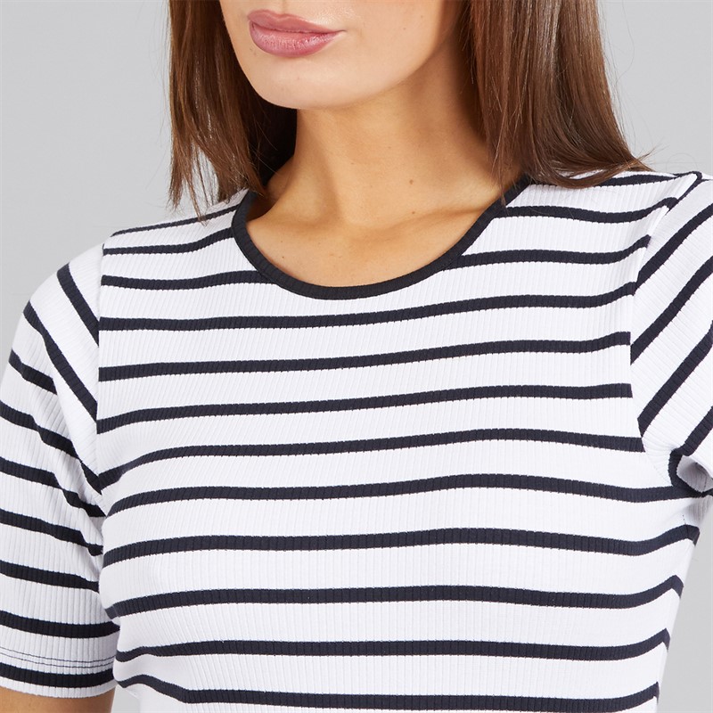 French Connection Womens Rib Stripe Dress White/Midnight