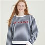 French Connection Womens Stripe Je T'aime Sweatshirt Midnight/White/Poppy