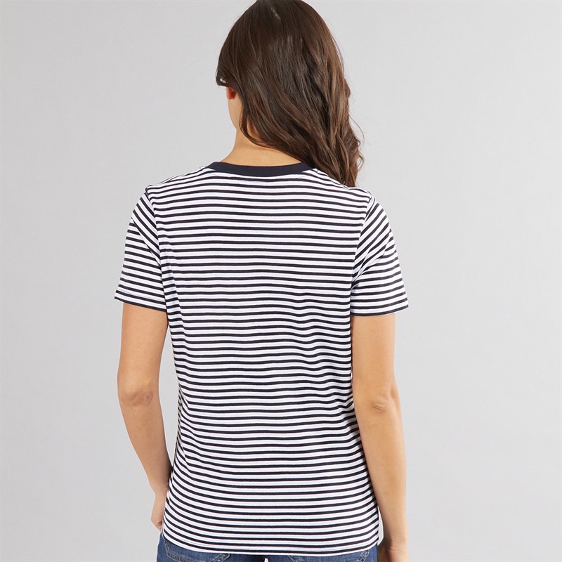French Connection Womens Bijou Stripe T-Shirt White/Midnight/Fuschia