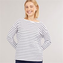 French Connection Womens Breton Stripe Long Sleeve T-Shirt White/Midnight