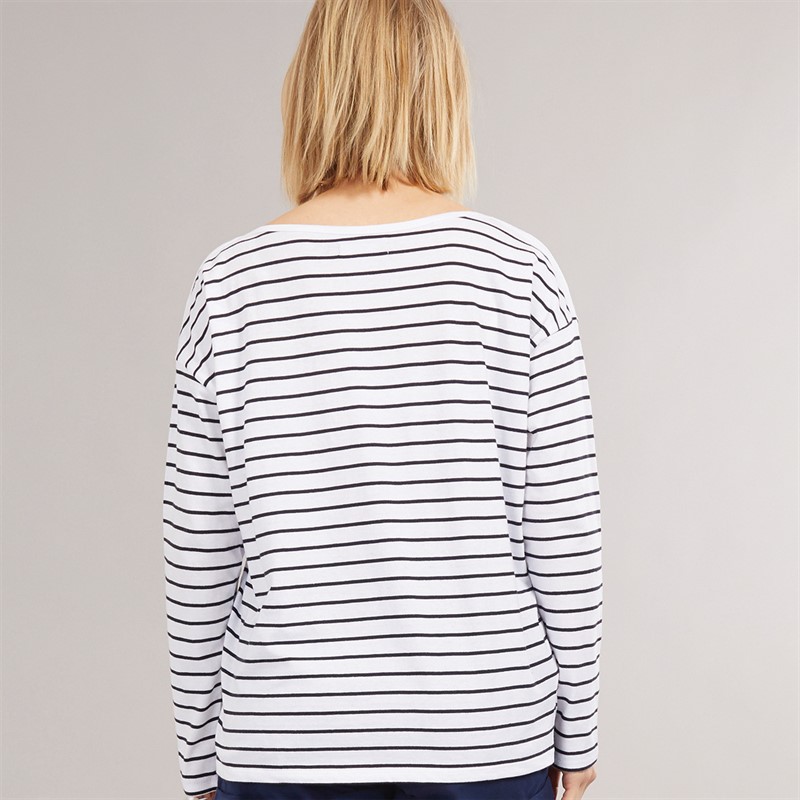 French Connection Womens Breton Stripe Long Sleeve T-Shirt White/Midnight