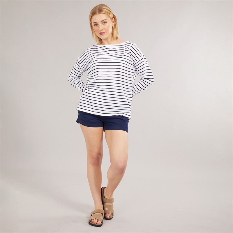 French Connection Womens Breton Stripe Long Sleeve T-Shirt White/Midnight