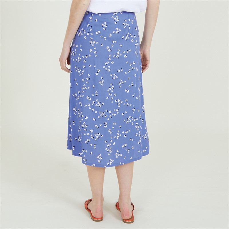 French Connection Womens Erin Drapey Button Skirt Blue Wildflower