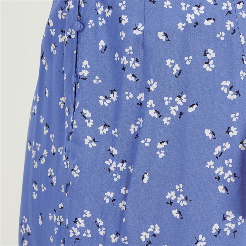 French Connection Womens Erin Drapey Button Skirt Blue Wildflower