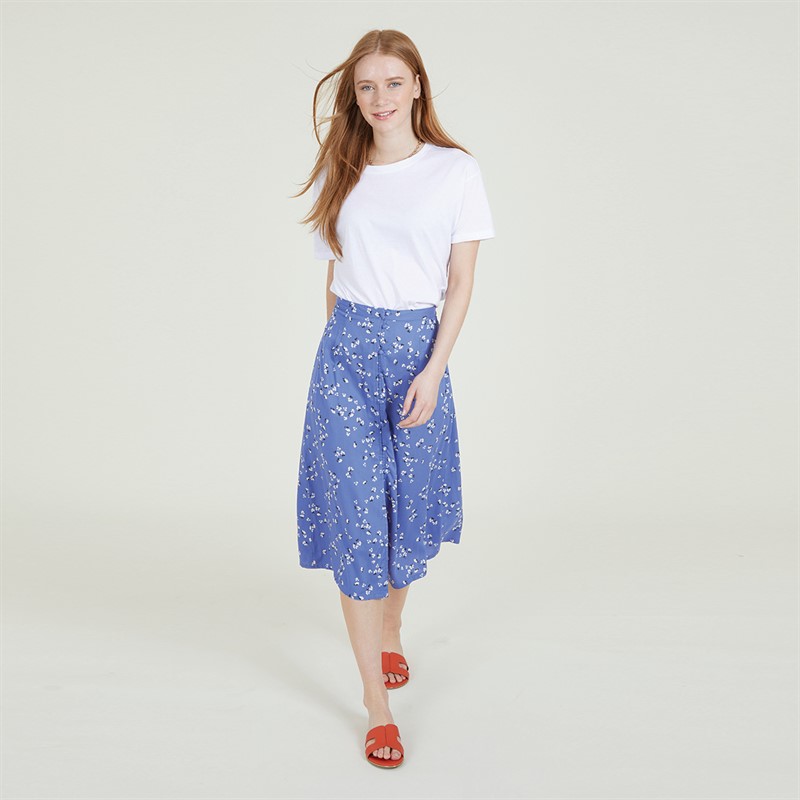 French Connection Womens Erin Drapey Button Skirt Blue Wildflower