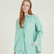 French Connection Womens Stripe Relaxed Popover Shirt Jellybean/White