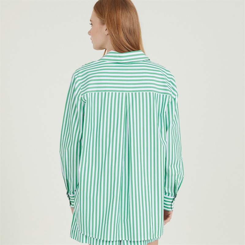French Connection Womens Stripe Relaxed Popover Shirt Jellybean/White