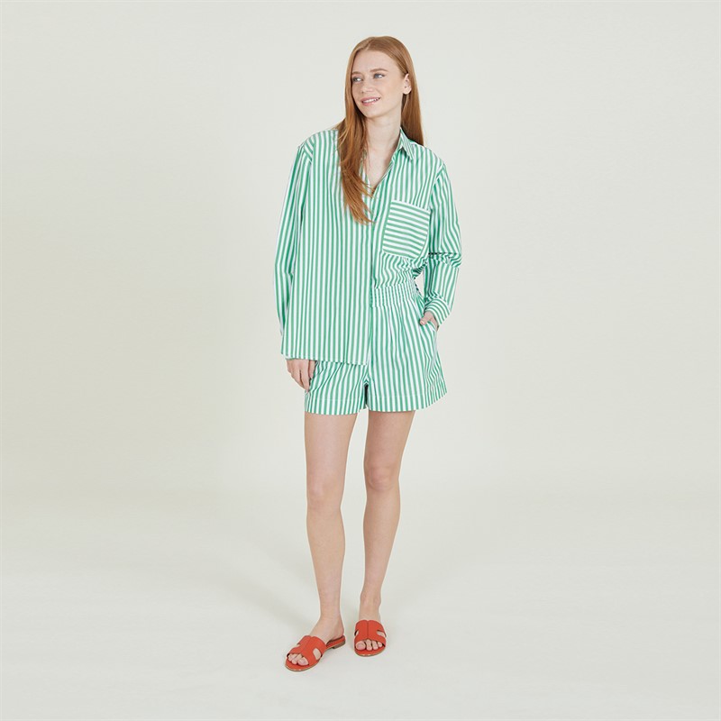 French Connection Womens Stripe Relaxed Popover Shirt Jellybean/White