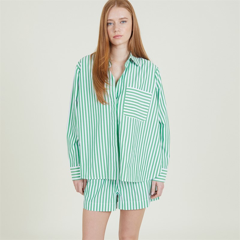 French Connection Womens Stripe Relaxed Popover Shirt Jellybean/White