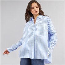 French Connection Womens Stripe Relaxed Popover Shirt Blue/White