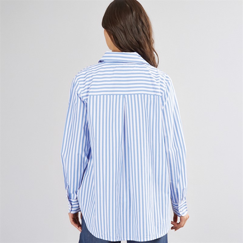 French Connection Womens Stripe Relaxed Popover Shirt Blue/White