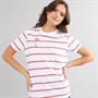 French Connection Womens Balloon Stripe T-Shirt White/Rose Kiss