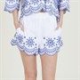 French Connection Womens Embroidered Hem Shorts Linen White/Multi