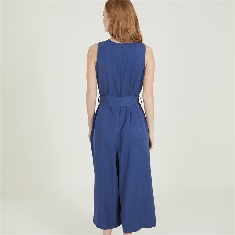 French Connection Womens Drape Jumpsuit Midnight Blue