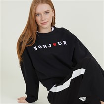 French Connection Womens Bonjour Sweatshirt Midnight /White/Red