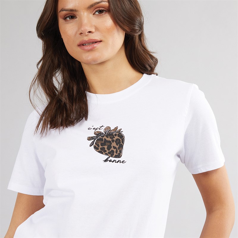 French Connection Womens Animal Strawberry T-Shirt White