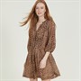French Connection Womens Leopard Pleat Waist Dress Tan