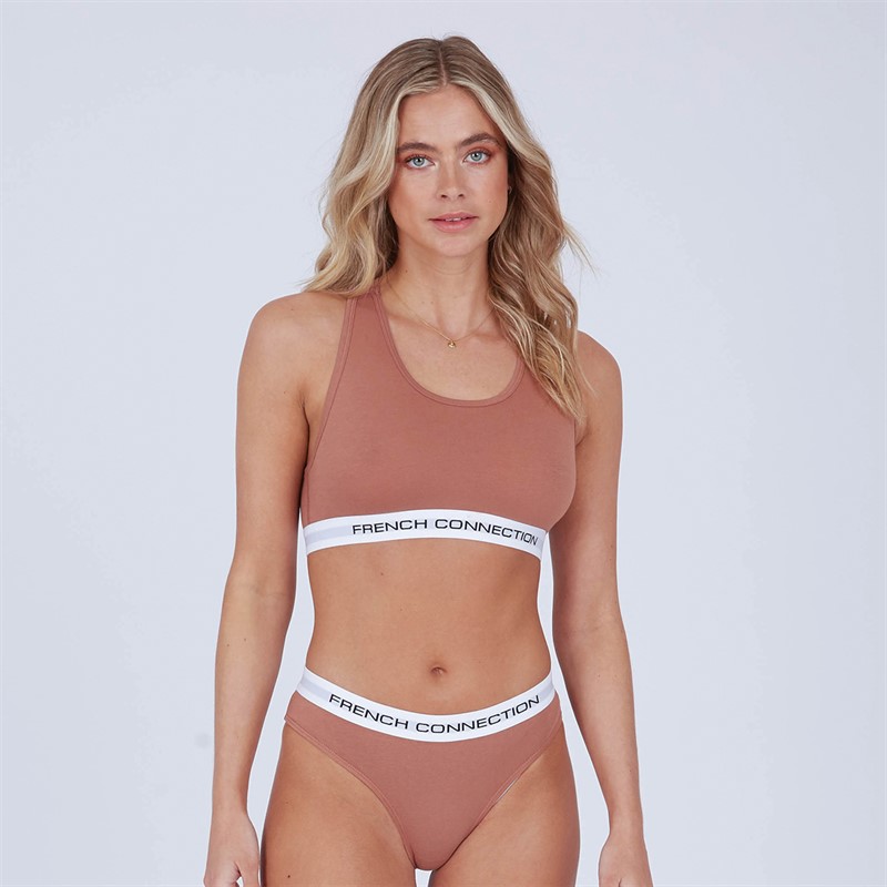 French Connection Womens Crop Top And Briefs Set Mocha