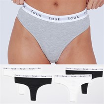 French Connection Womens FCUK Five Pack Thongs Black/Grey/White Multi 2