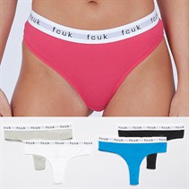 French Connection Womens FCUK Five Pack Thongs Black/Grey/Blue/Raspberry/White Multi 5