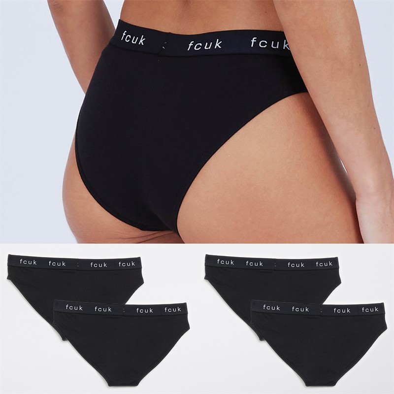 French Connection Womens FCUK Five Pack Briefs Black/White