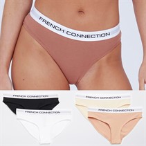 French Connection Womens FCUK Five Pack Briefs Black/White/Mocha/Rose/Peach