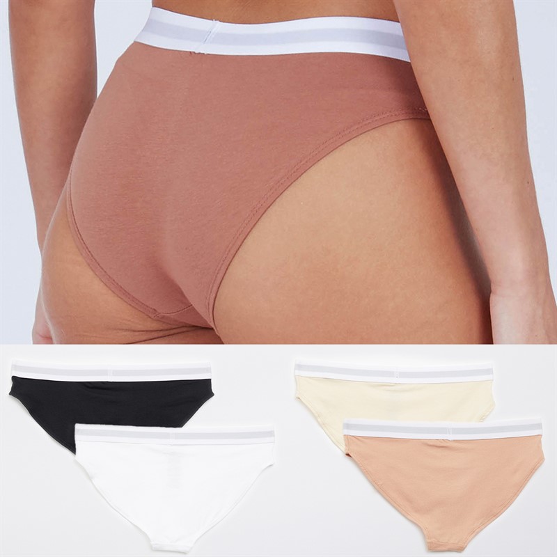 French Connection Womens FCUK Five Pack Briefs Black/White/Mocha/Rose/Peach