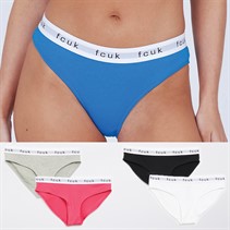 French Connection Womens FCUK Five Pack Briefs Black/Grey/Blue/Raspberry/White
