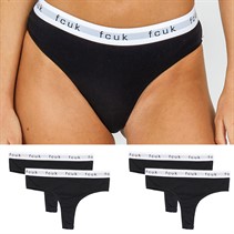 French Connection Womens FCUK Five Pack Thongs Black/White