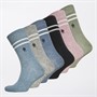 French Connection Mens FC Six Pack Stripe Socks Multi 2 Black/Sky Melange/Sage/Pink Melange/Light Grey Melange/Light Blue Melange