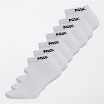 French Connection Mens FCUK Seven Pack Trainer Socks White/Black