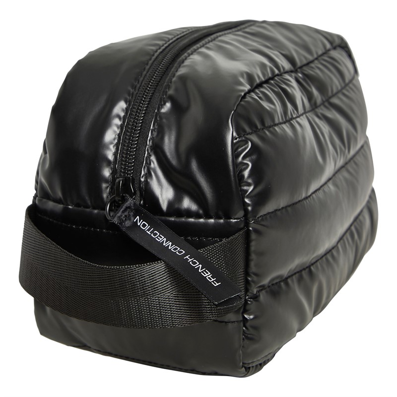 French Connection Womens Handle Quilt Washbag Black