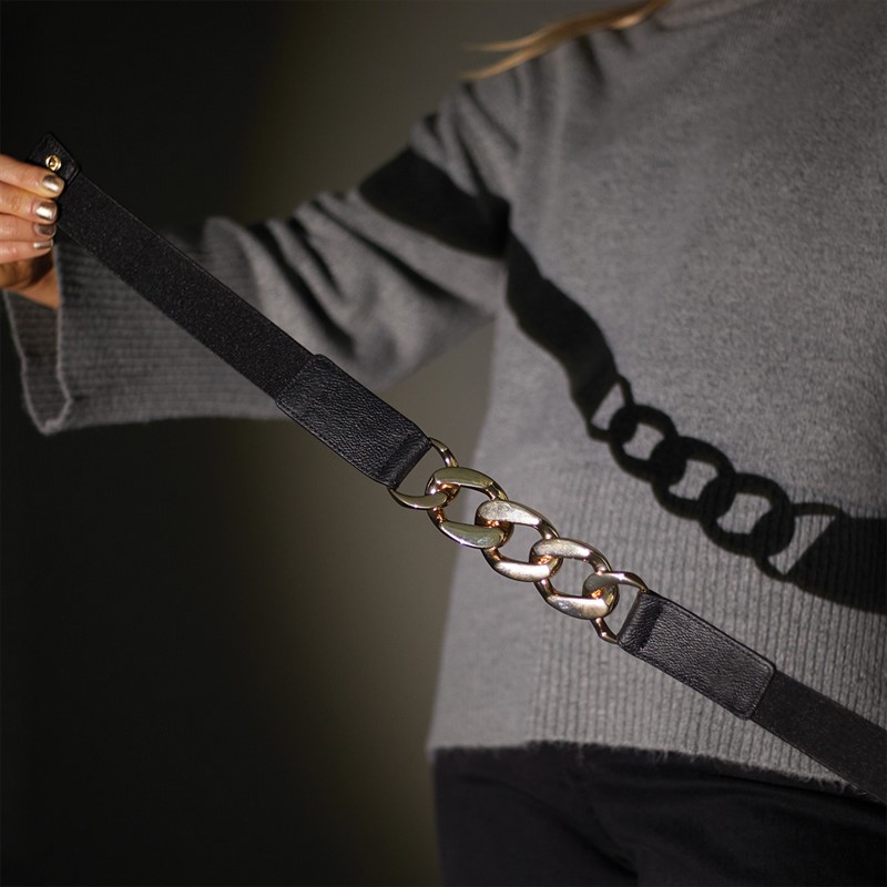 French Connection Womens Link Belt Black/Gold