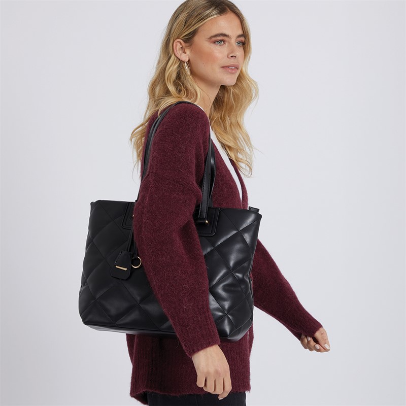 French Connection Womens Quilt Shopper Bag Black