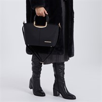 French Connection Womens Metal Handle Bag Black