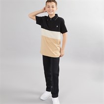 French Connection Boys Horizon Zip Polo And Joggers Tracksuit Black/Stone/Sand